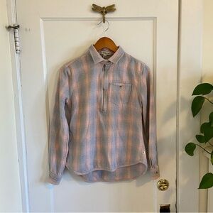 Toad&Co Women’s 100% Organic Cotton 1/4 Zip‎ Bodie Flannel Plaid Shirt XS